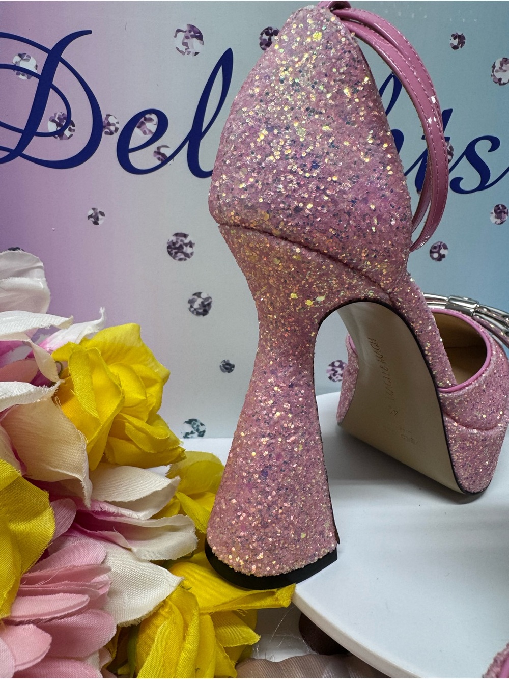 💖ONLY HERE $1400 MACH Y MACH GLITTER BOW HEELS PINK - Picture 3 of 15